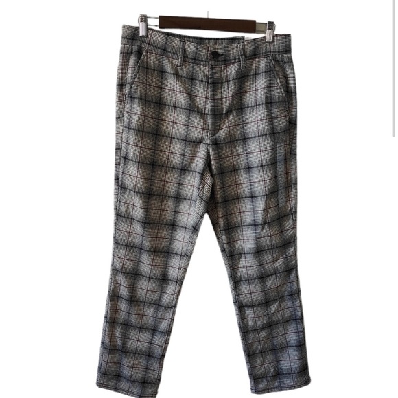 NWT American Eagle Women White Super High-Waisted Plaid Skinny Pant Size 10 crop - Picture 2 of 5